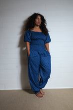 Load image into Gallery viewer, Buy now online, Emma&#39;s Emporium peacock Genie trousers, cotton loose fit trousers in Indian peacock print. Emma&#39;s Emporium online store, ethical alternative women&#39;s fashion; hippie festival clothing and accessories, ethically sourced from India.
